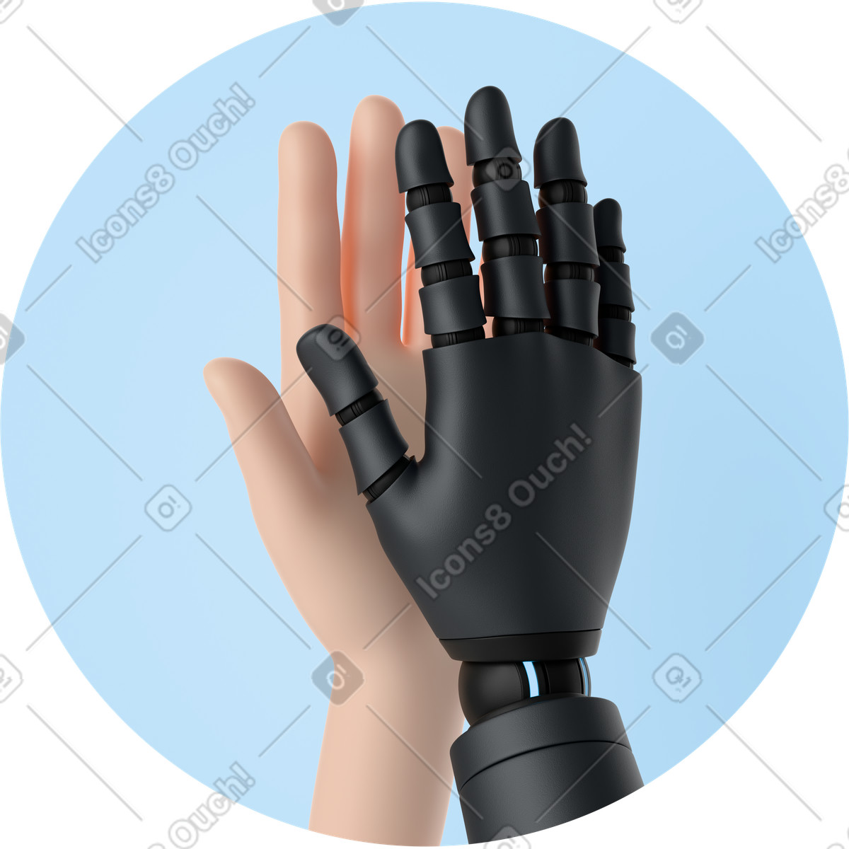 Ilustração de Agente ia preto dá um high five em no estilo 3D Business para baixar em PNG, SVG