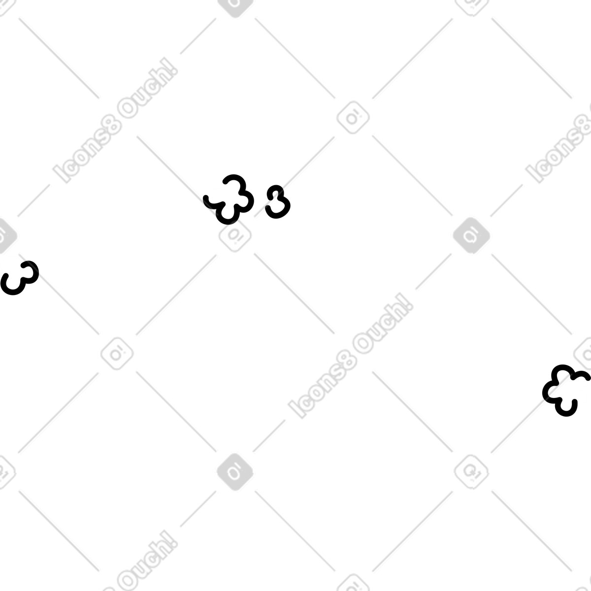 Flowers abstract white blobs scattered across large empty black space illustrazione in stile Notion Line Art scarica in PNG, SVG