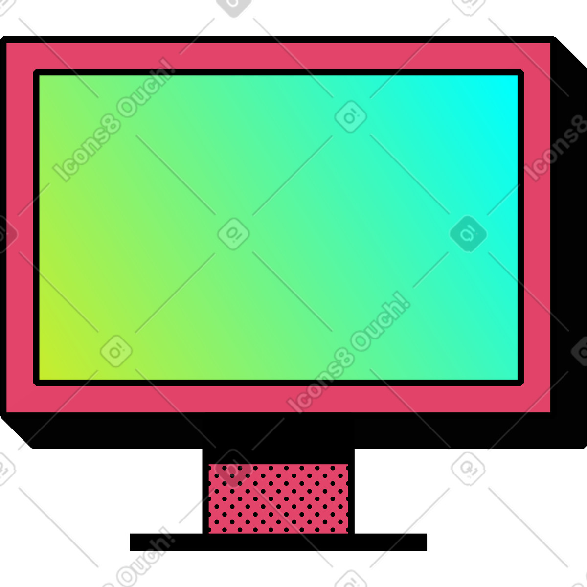 Monitor illustration showcasing various clipart styles in PNG, SVG, GIF