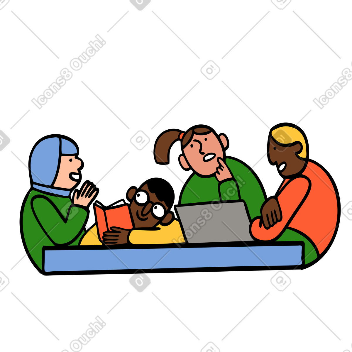 Persone che lavorano insieme illustrazione in stile Comic scarica in PNG, SVG
