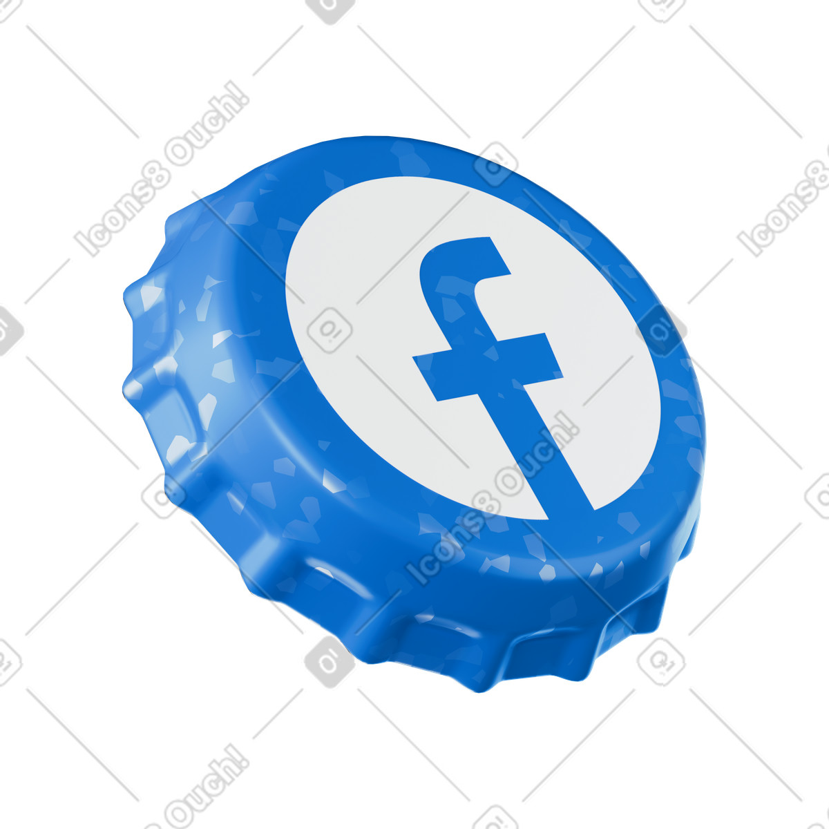 Blue crown cap with Facebook logo illustration in 3D Stickle style download in PNG, SVG