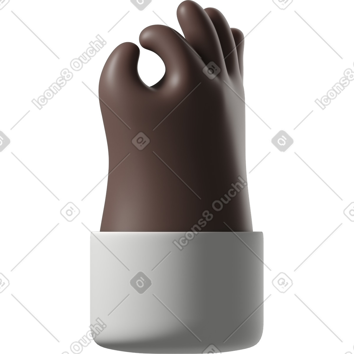 Schwarze hauthand, die ok zeichen macht-Illustration im 3D Hands Fun&Wild-Stil als Download in PNG, SVG