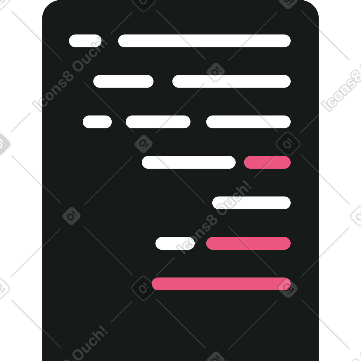 Ilustración Ventana vertical negra con código en estilo Lounge a descargar en PNG y SVG