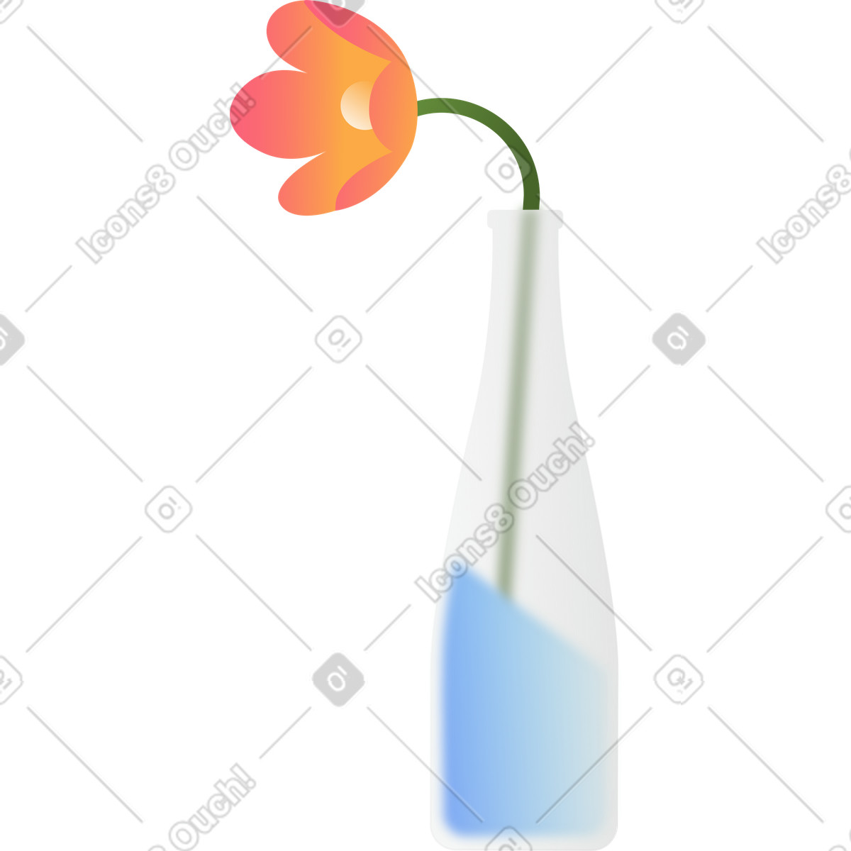 Ilustración Botella con una flor en estilo Morphis a descargar en PNG y SVG