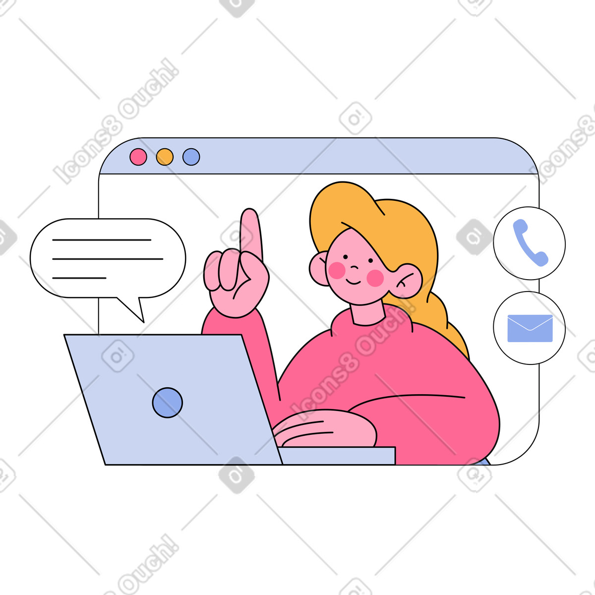 下载 Bloom 风格的 提供客户支持的客户服务窗口 插画，支持 PNG、SVG 格式