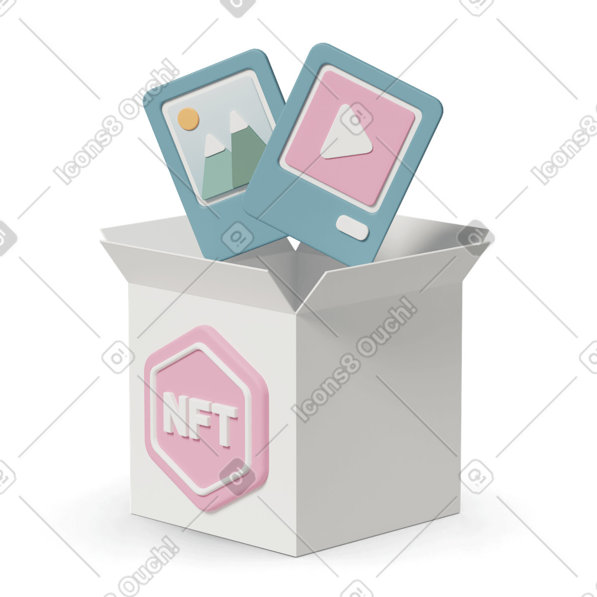 下载 3D Casual life 风格的 Nft drop box 插画，支持 PNG、SVG 格式