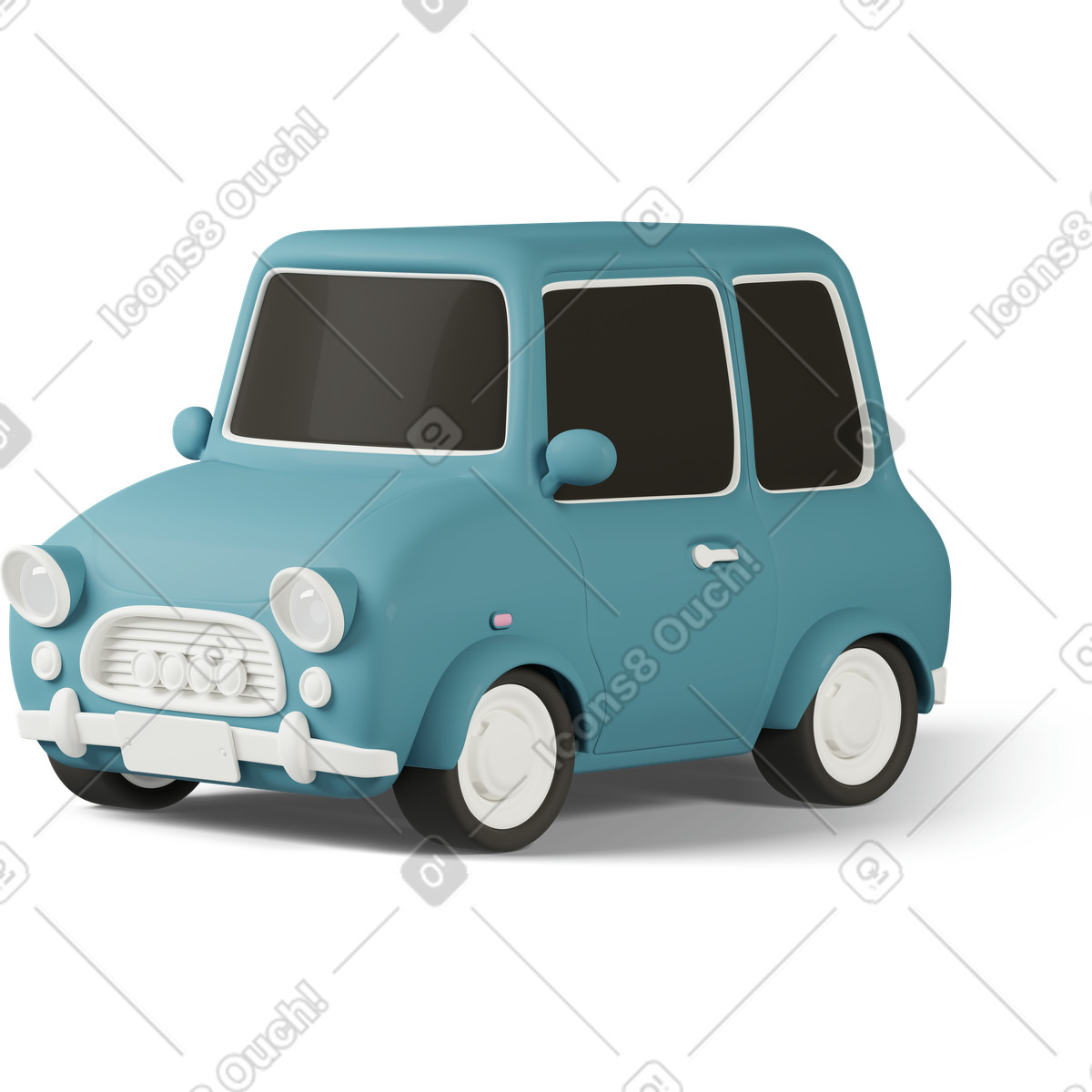 下载 3D Casual life 风格的 Toy car turn left blue 插画，支持 PNG、SVG 格式