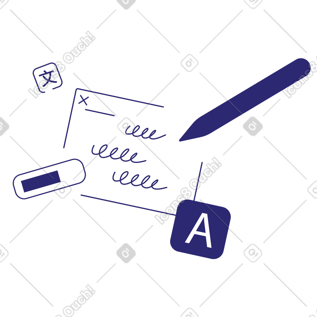 Handwriting practice on paper, Language learning skills activity illustration in Cut style download in PNG, SVG