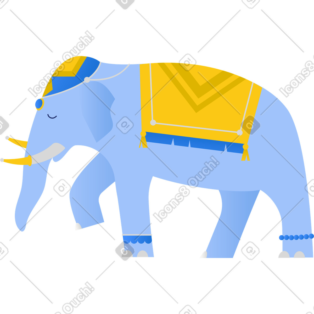Indian blue elephant illustration in Clip style download in PNG, SVG
