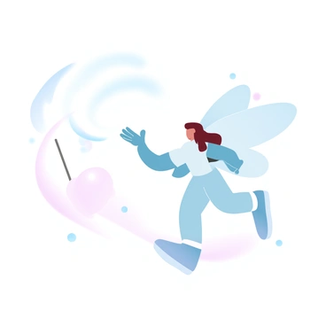 A tooth fairy with delicate, translucent wings is waving a sparkling wand over a small, lost tooth. The wand emits shimmering trails of light as it hovers above the tooth. Below the wand, the tooth begins to glow softly, transforming into a lustrous pearl. The background features a gentle, gradient of pastel colors that create a whimsical atmosphere, enhancing the magical scene. Small sparkling stars are scattered around, adding to the enchanting environment.