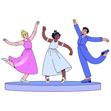 A ballet performance taking place on a dimly lit stage. The dancers are dressed in flowing costumes made of sheer, luminescent fabric that reflects soft, ambient light. Each dancer is in a different pose, showcasing their grace and athleticism. The background features a simple, neutral color to highlight the dancers. The scene captures the elegance of ballet with an emphasis on movement and fluidity.