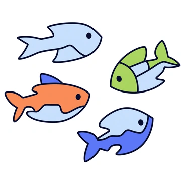 An illustration featuring several colorful puzzle pieces shaped like swordfish. Each piece has distinct patterns and hues, including blue, green, and orange, representing different parts of the swordfish. The pieces are shown partially interlocking, with some gaps visible, highlighting the puzzle aspect. The background is a simple light color to emphasize the swordfish puzzle pieces.