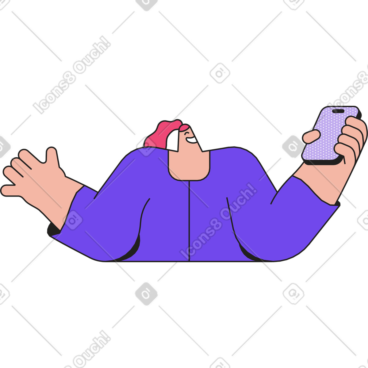 下载 Dazzle 风格的 拿着电话的女人张开双手 插画，支持 PNG、SVG 格式
