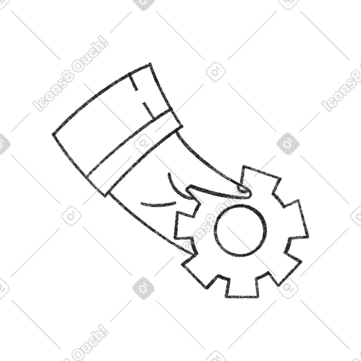 Hand holding a gear illustrazione in stile Bonbon Line scarica in PNG, SVG