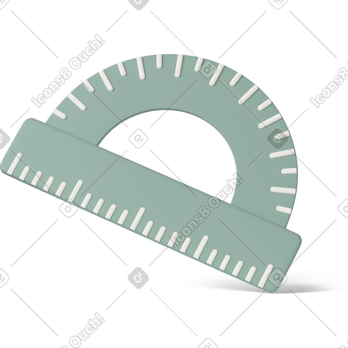 3D Casual life 스타일의 Green protractor 일러스트레이션 PNG, SVG 다운로드
