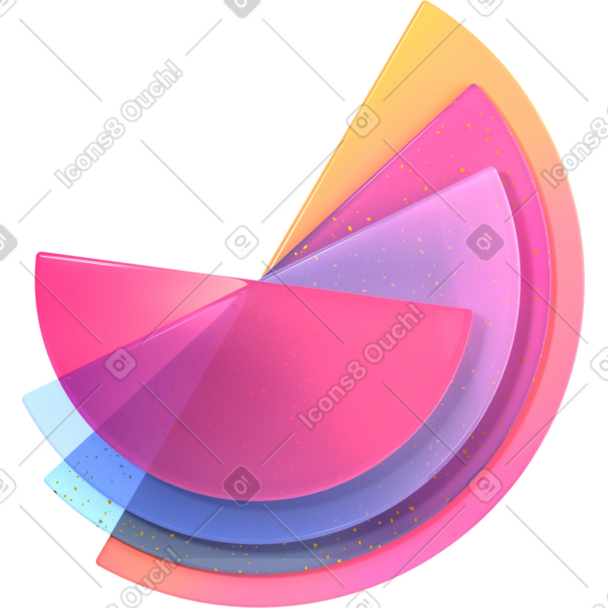 Ilustración animada Semicírculos de gafas colores en estilo 3D Glassy a descargar en GIF, Lottie (JSON), AE