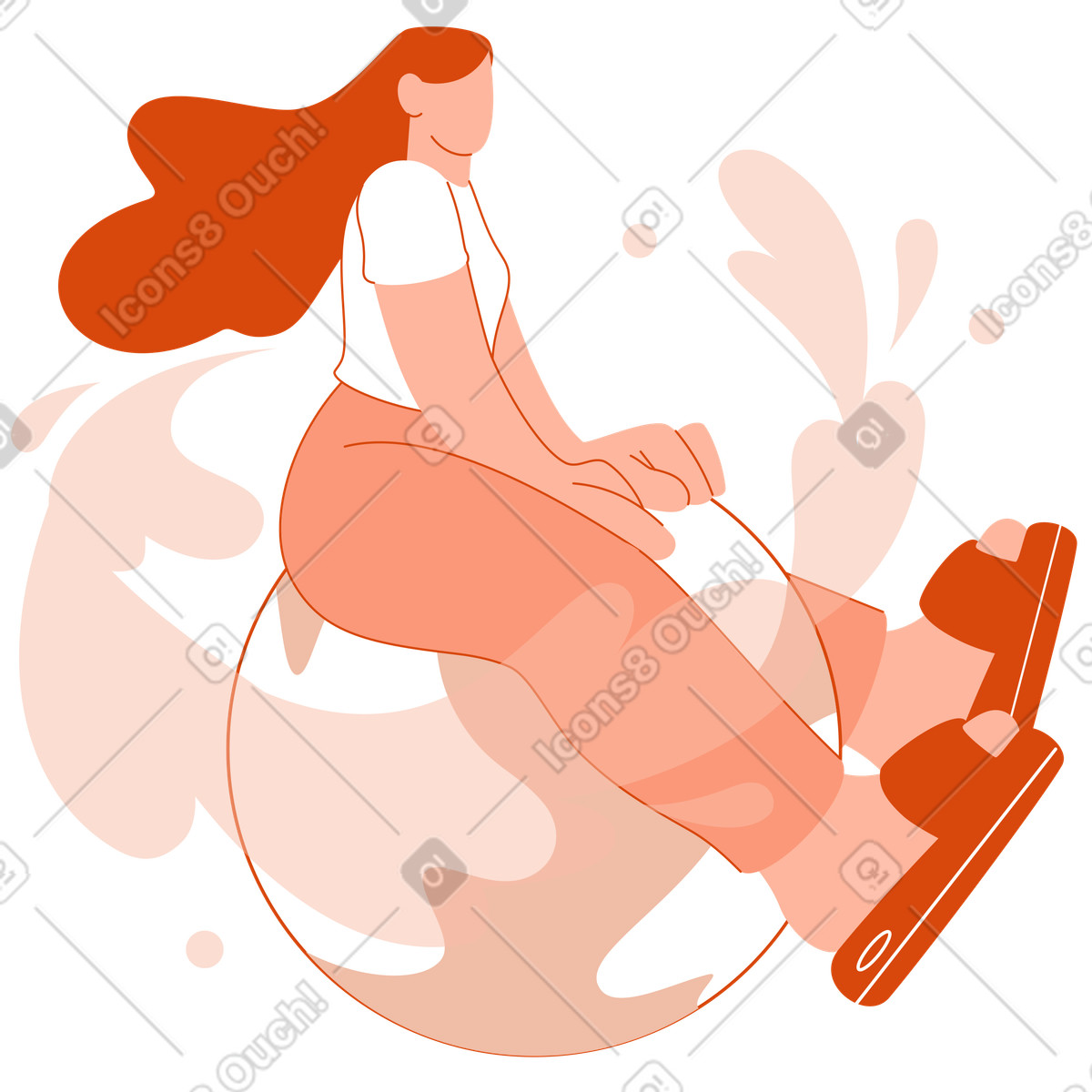 Riding a planet through clouds, Imagination and creative thinking illustration in Orange style download in PNG, SVG