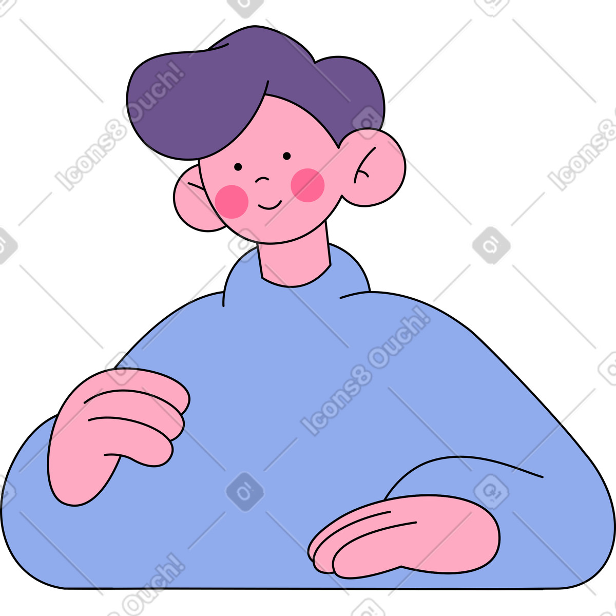 Ilustração de Menino gola alta azul segurando algo em no estilo Bloom para baixar em PNG, SVG