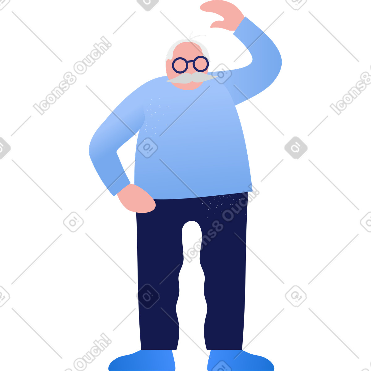 Ilustração de Vovô está se exercitando em no estilo Clip para baixar em PNG, SVG