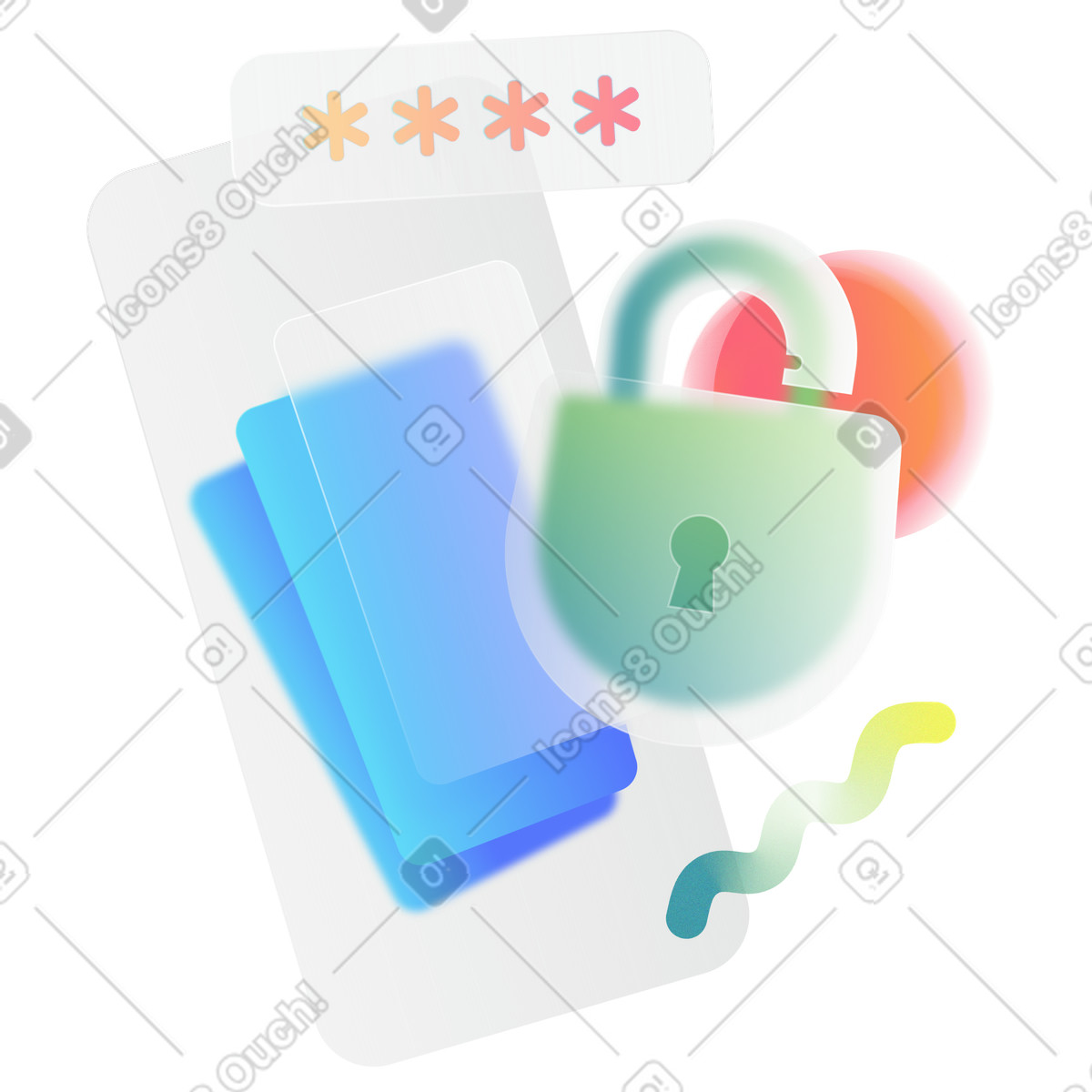 Smartphone password protection and cybersecurity illustration in Morphis style download in PNG, SVG