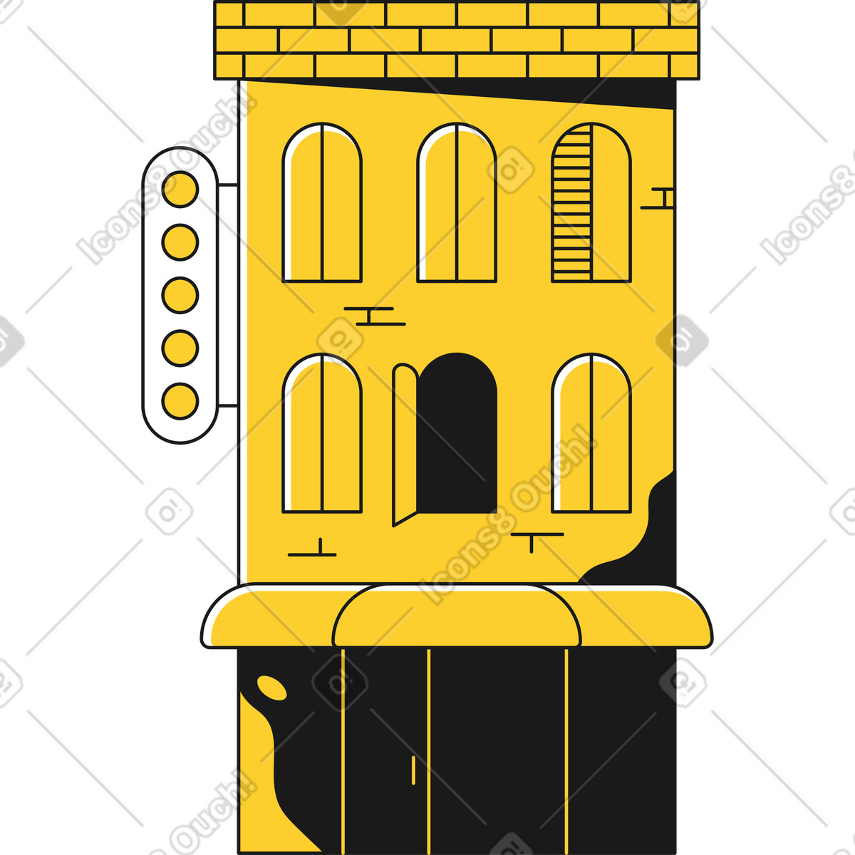 Hotel illustration in Taxi style download in PNG, SVG