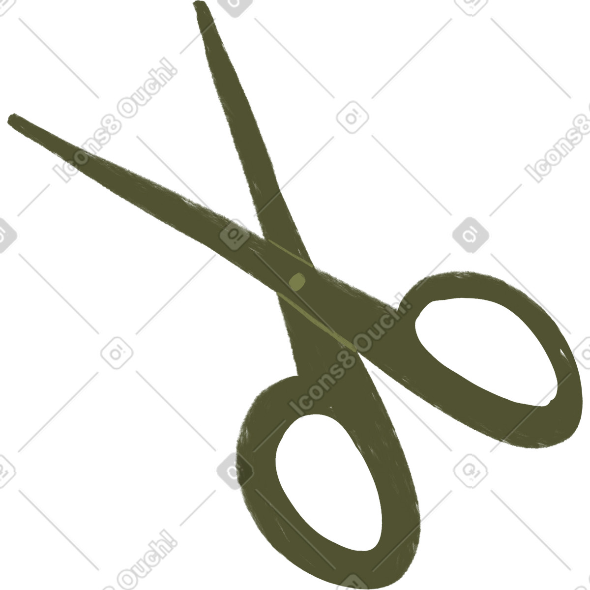 Green scissors illustration in Lumiere style download in PNG, SVG
