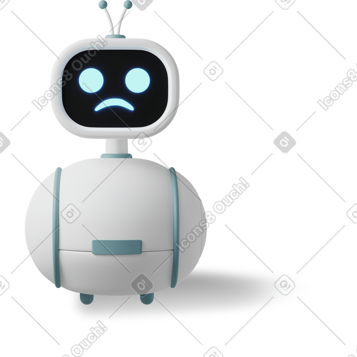 Ilustración Robot sad en estilo 3D Casual life a descargar en PNG y SVG