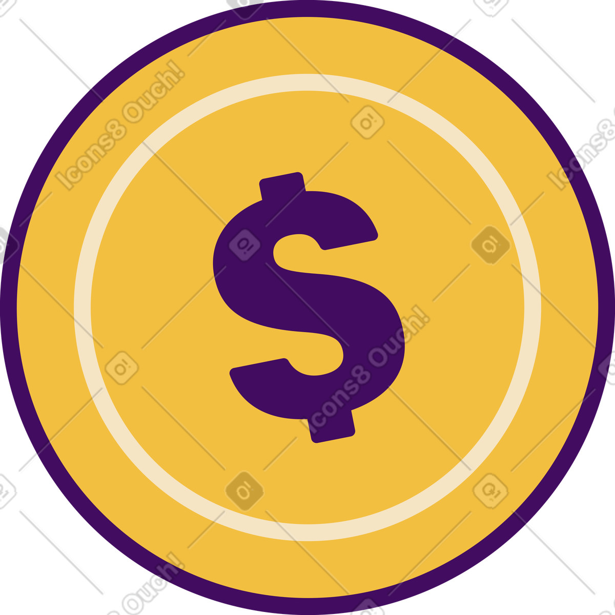 Simplistic スタイルの ドル硬貨 のイラストをPNG、SVG形式でダウンロード