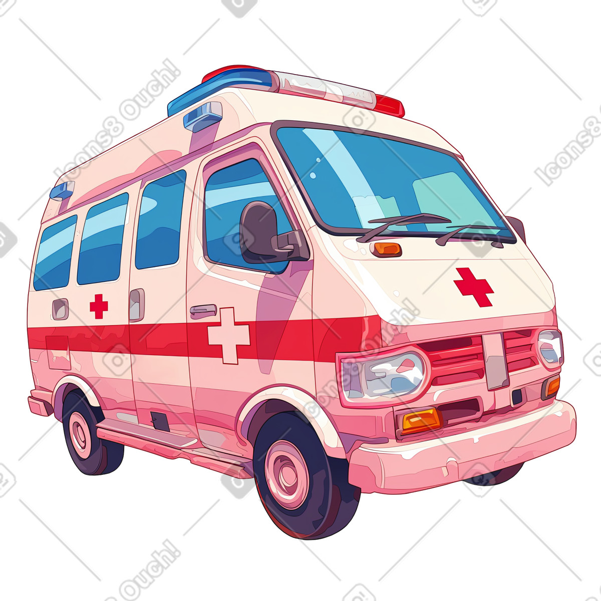 下载 Glazy 风格的 救护车 插画，支持 PNG、SVG 格式