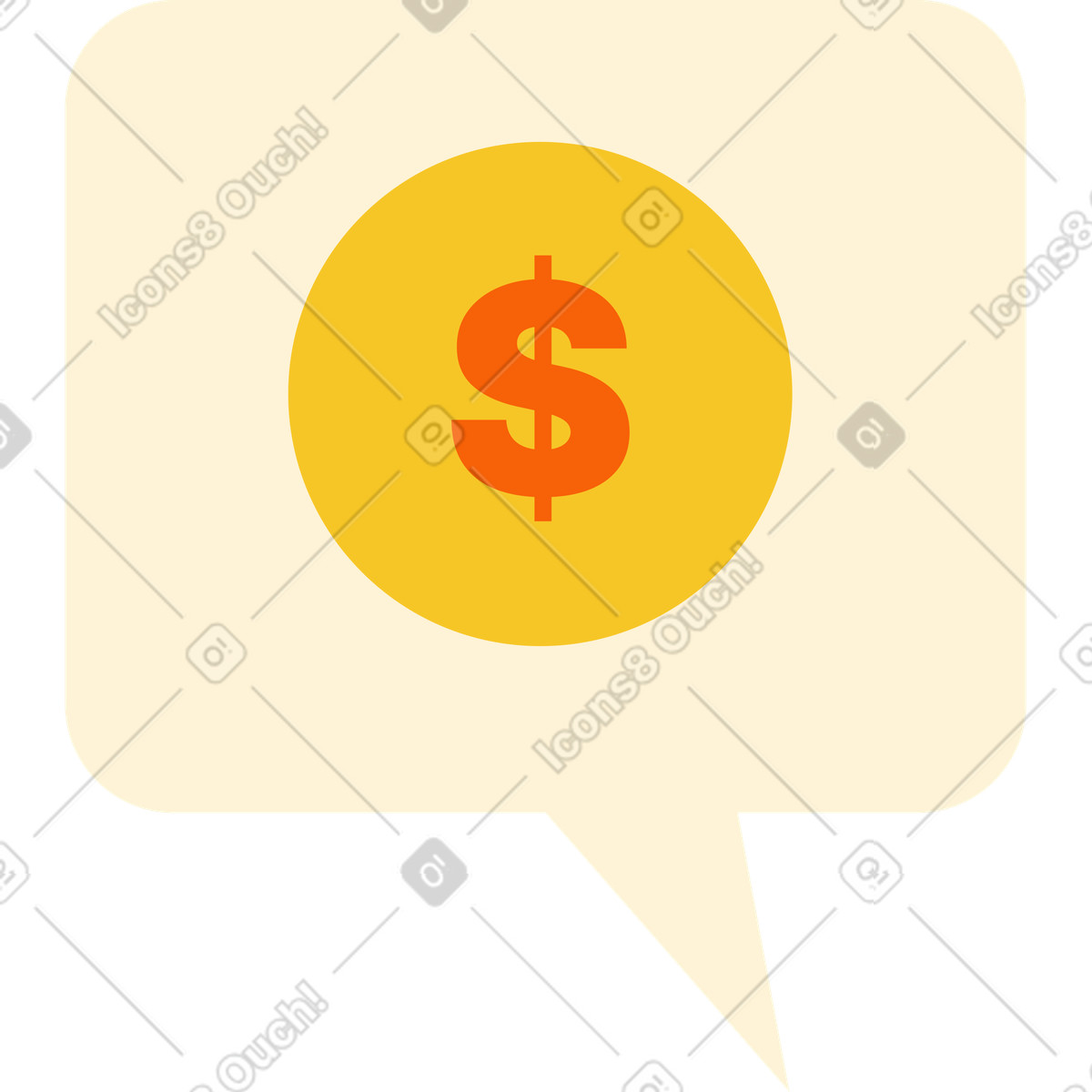 Ilustración Bocadillo de diálogo con una moneda en estilo Catchy a descargar en PNG y SVG