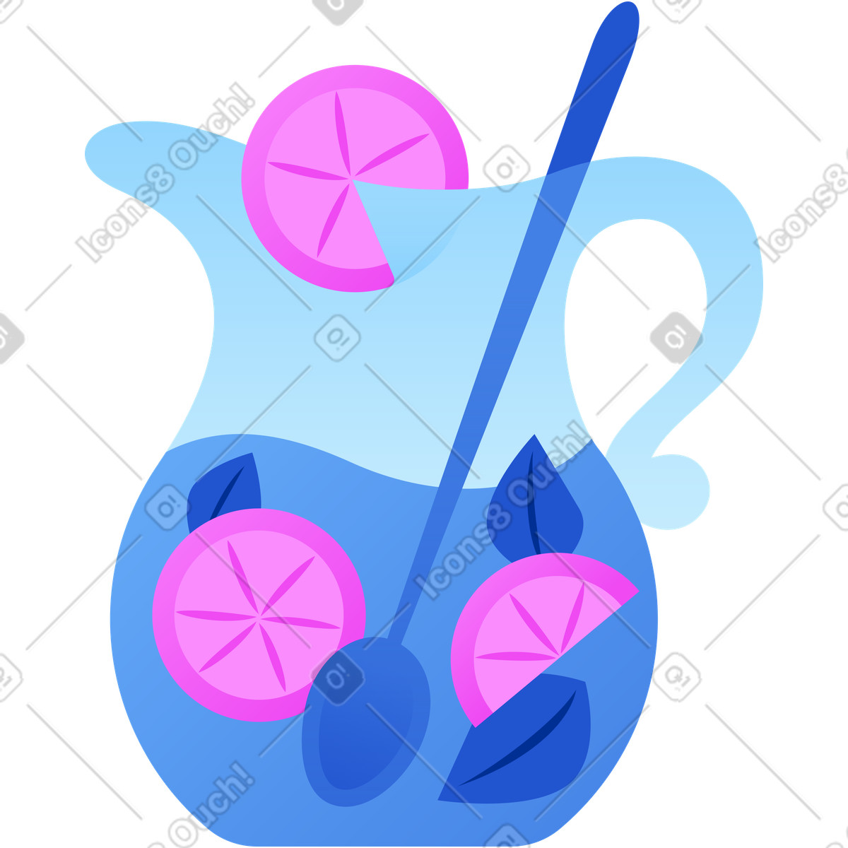 Decanter with lemonade illustration in Glossy style download in PNG, SVG