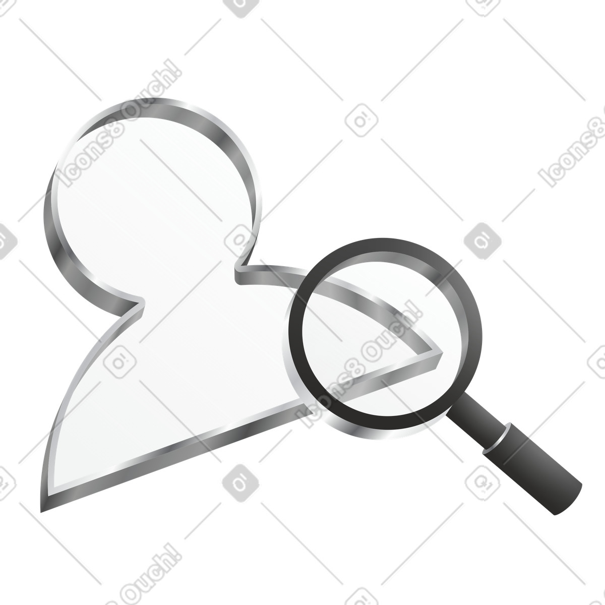 下载 Token 风格的 User research magnifying glass analyzing customer profile symbol for insights 插画，支持 PNG、SVG 格式