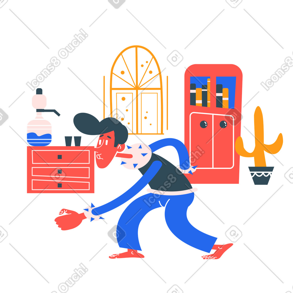 Guy exercising at home illustration in Kingdom style download in PNG, SVG