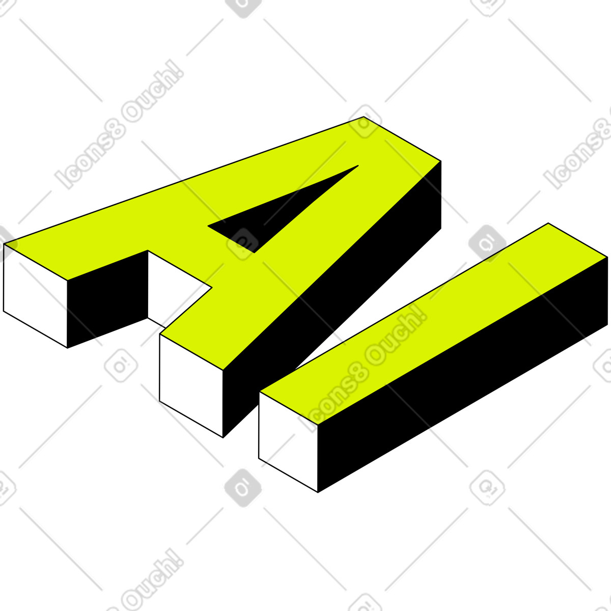 Ilustración Texto de letras ai en estilo Isometric a descargar en PNG y SVG