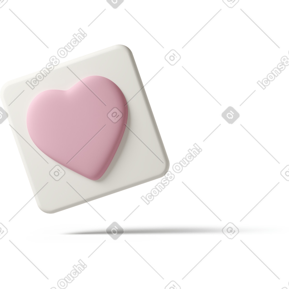 Pink heart on white square-Illustration im 3D Casual life-Stil als Download in PNG, SVG