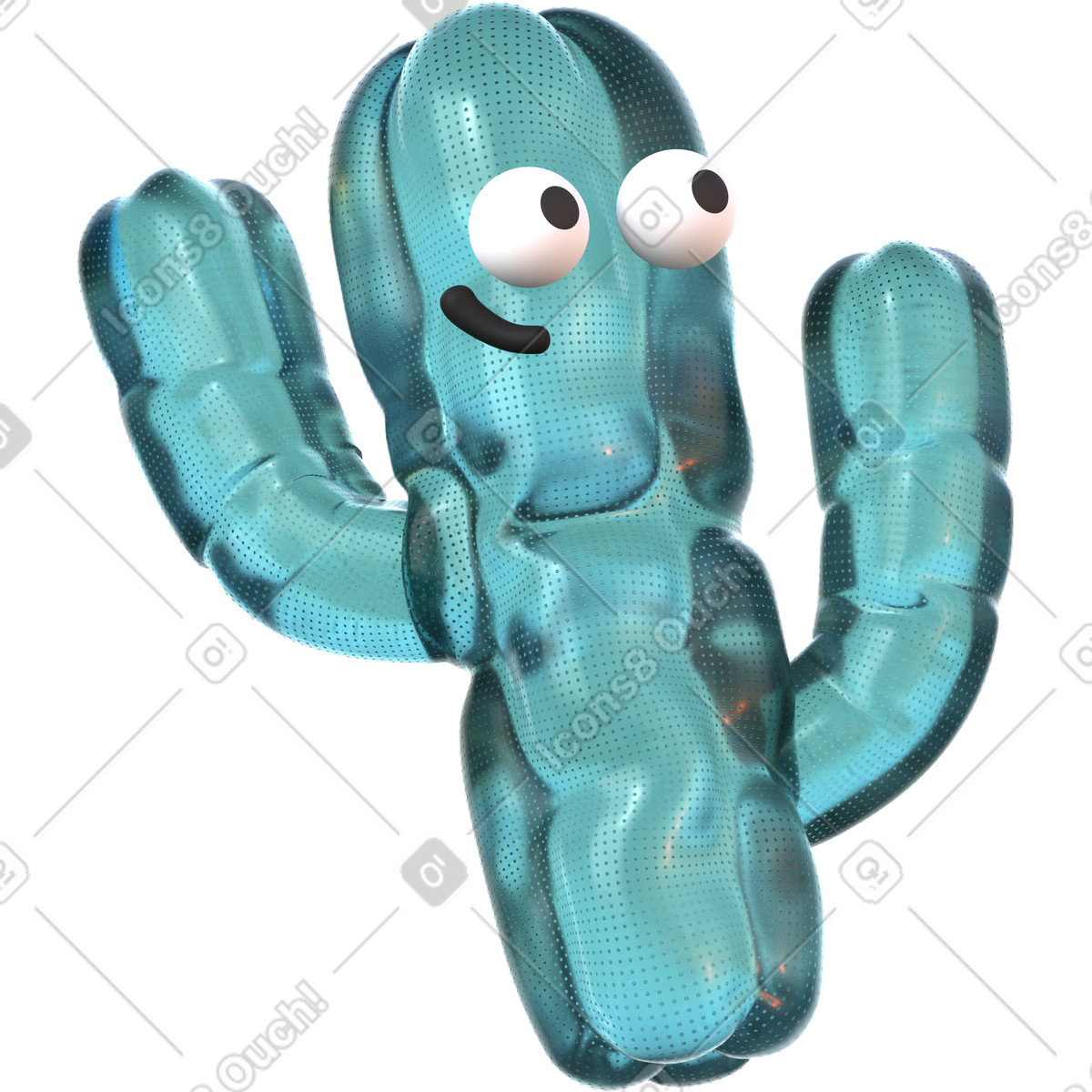 Ilustração de Cacto inflado com cara de pateta em PNG e SVG