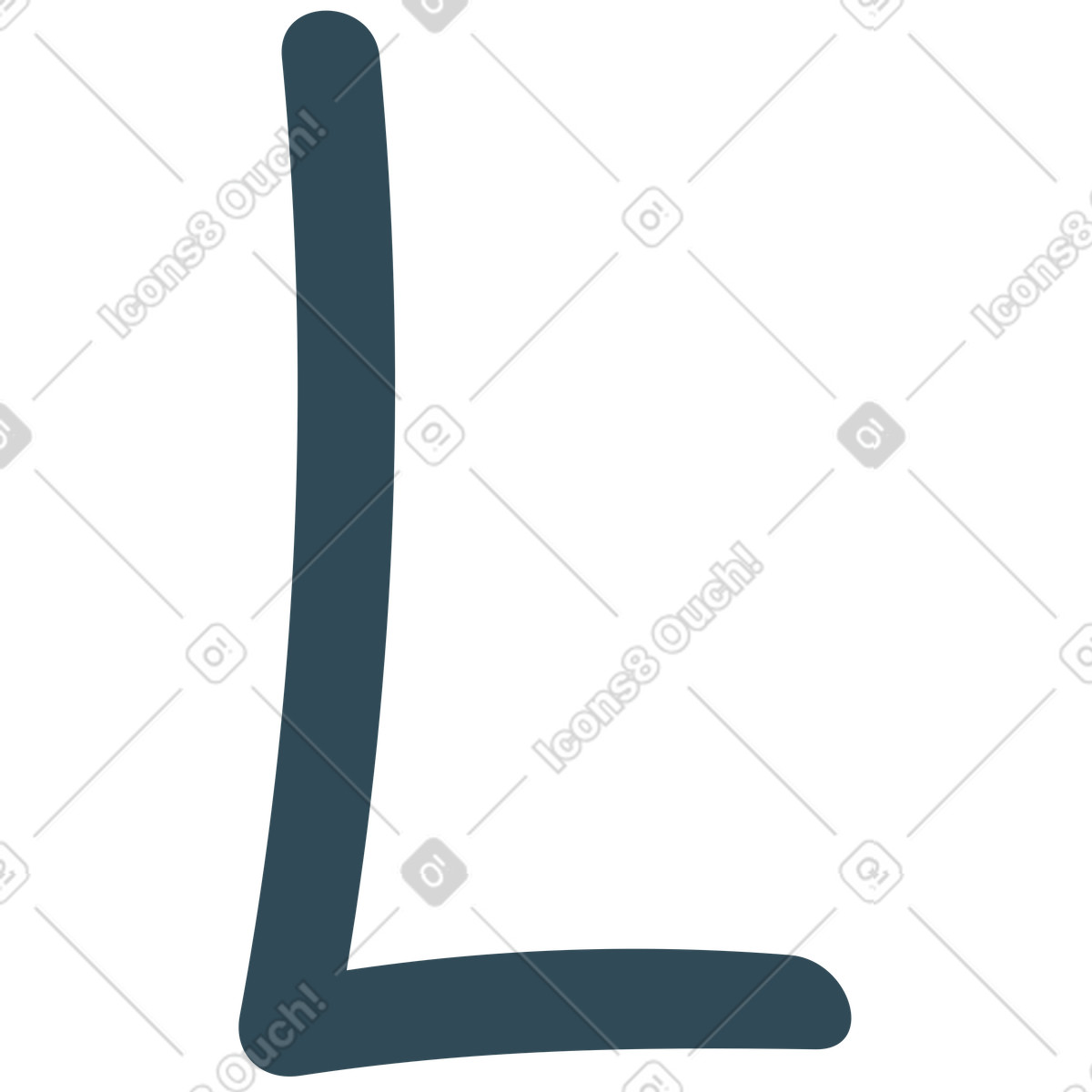 Ilustración L azul oscuro en estilo Kingdom a descargar en PNG y SVG