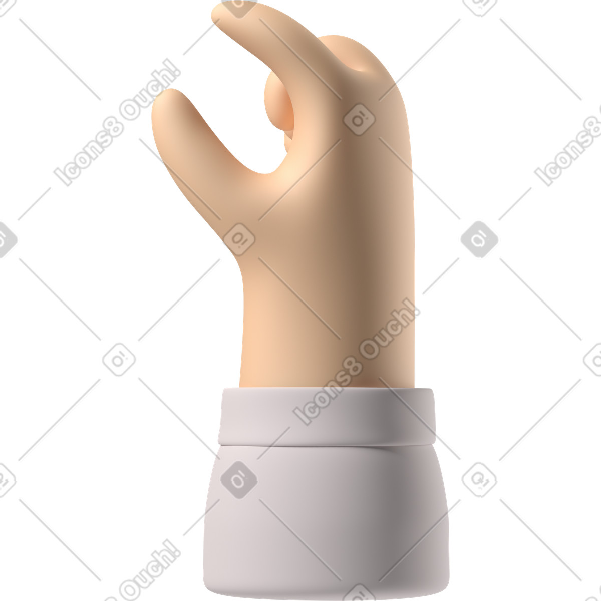 下载 3D Hands Fun&Wild 风格的 苍白的皮肤捏手 插画，支持 PNG、SVG 格式