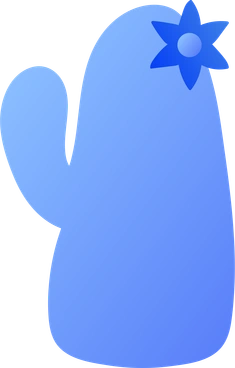 A blue mitten with a flower - Buddy style illustration