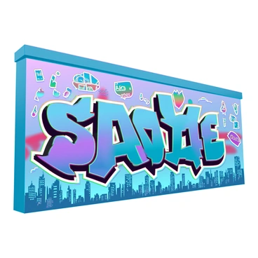 A large mural covering an entire wall, featuring a vibrant array of colors and dynamic patterns. The mural includes various graffiti elements such as stylized letters and abstract shapes, all blending seamlessly into a cohesive design. Urban cultural symbols are prominently displayed, including iconic city skylines, musical notes, and representations of street life. The overall composition is filled with energy and movement, showcasing a blend of artistic expressions that capture the essence of modern street art.