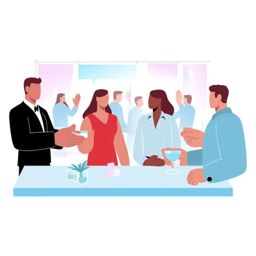 A lively networking event with diverse individuals exchanging business cards