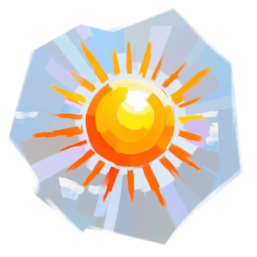 A bright sun in the sky with rays extending as puzzle pieces