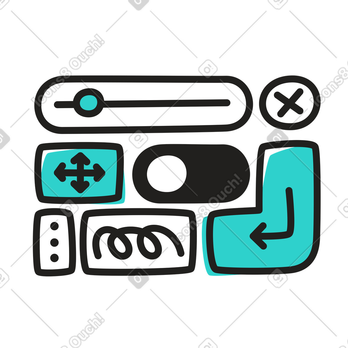 Settings Interface and UI Controls illustration in PNG, SVG