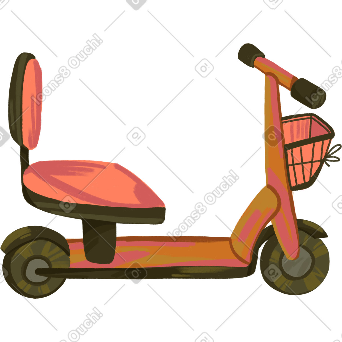 Sedentary scooter-Illustration im Atomic-Stil als Download in PNG, SVG