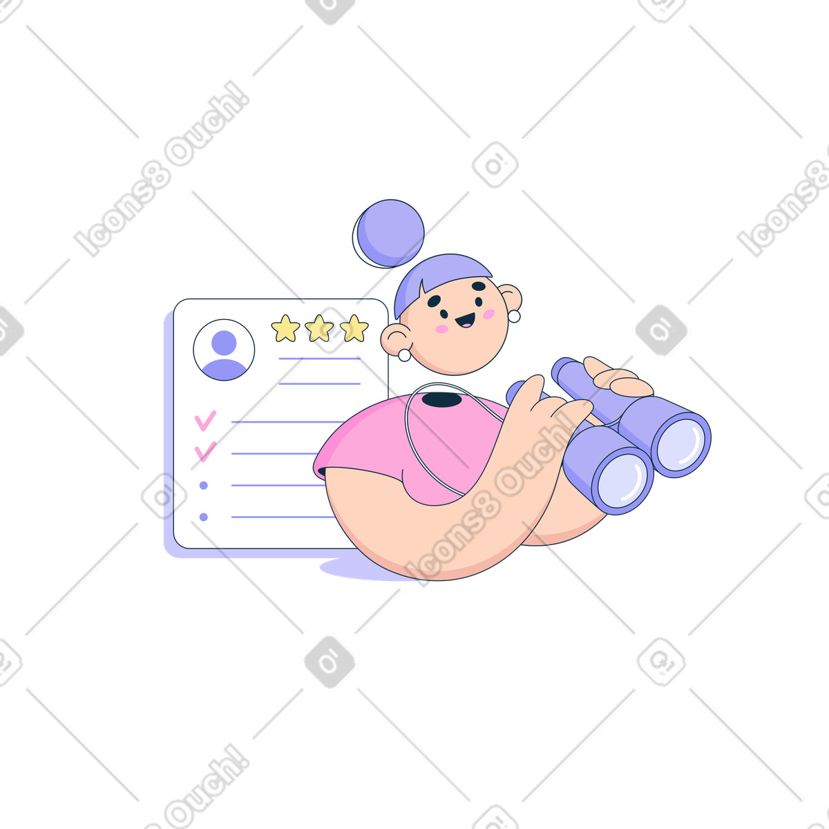 Ilustração de Mulher à procura um candidato a emprego em no estilo Bubble gum para baixar em PNG, SVG