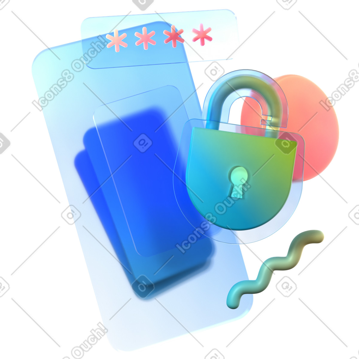3D morphis smartphone password protection and cybersecurity illustration in Experimental style download in PNG, SVG
