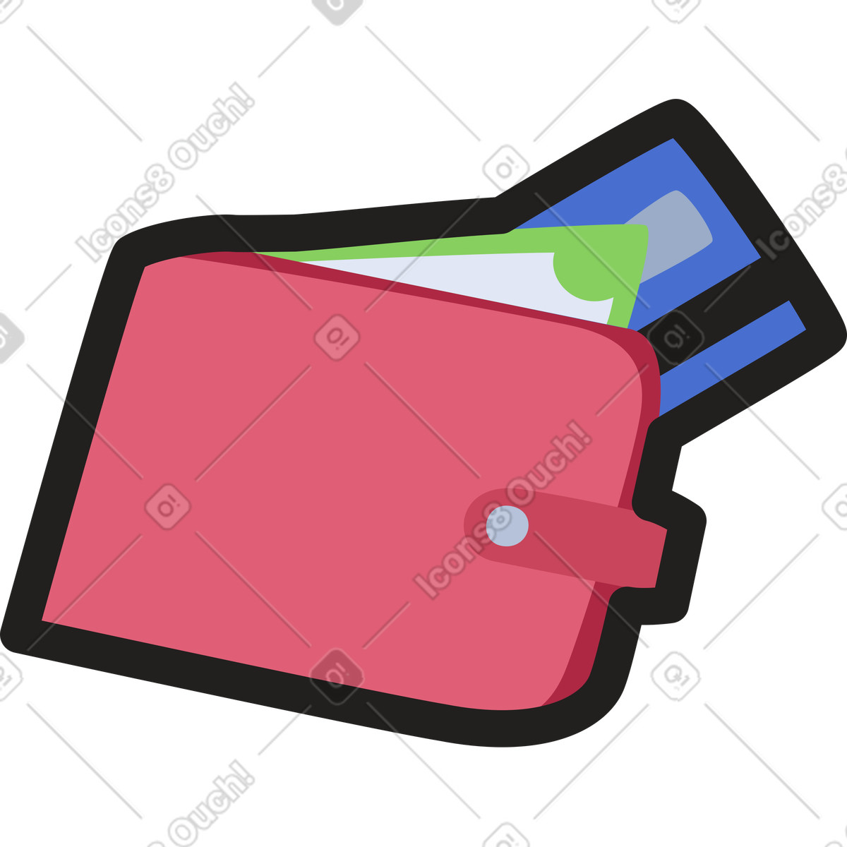 Geldbörse mit banknoten und kreditkarte-Illustration im Clipart-Stil als Download in PNG, SVG