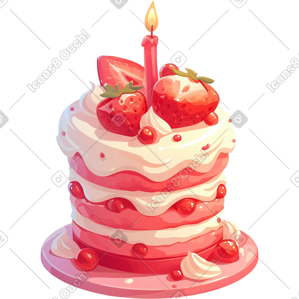 下载 Glazy 风格的 生日蛋糕 插画，支持 PNG、SVG 格式