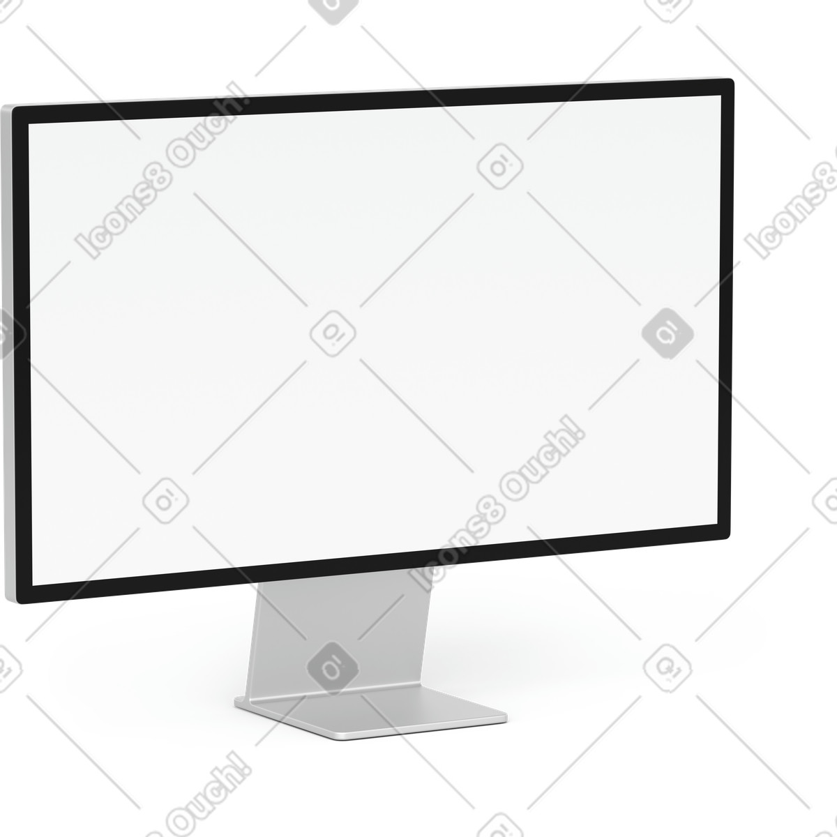 Ilustración Monitor de computadora vista lateral en estilo 3D Business a descargar en PNG y SVG