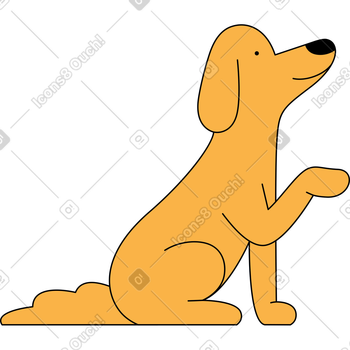 Cane con la zampa alzata illustrazione in stile Bloom scarica in PNG, SVG